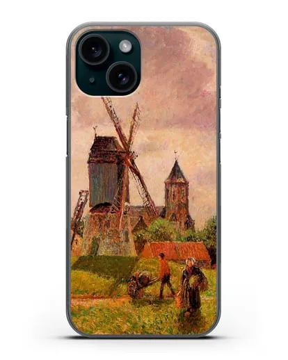Чехол Ветряная мельница Нокке, Бельгия (Писсарро Камиль) силиконовый для iPhone 15