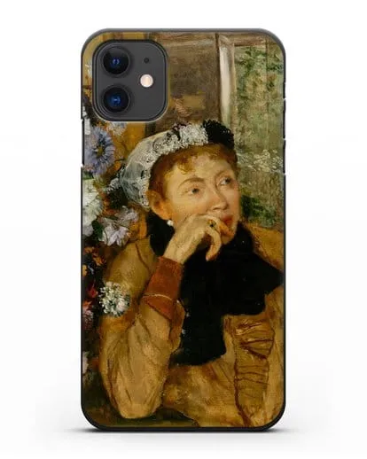 Чехол Женщина, сидящая рядом с вазой с цветами (Дега Эдгар) силиконовый для iPhone 11