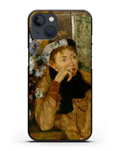 Чехол Женщина, сидящая рядом с вазой с цветами (Дега Эдгар) силиконовый для iPhone 13