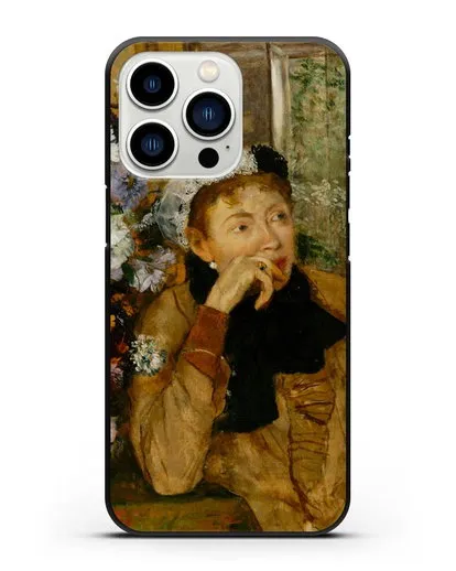 Чехол Женщина, сидящая рядом с вазой с цветами (Дега Эдгар) силиконовый для iPhone 13 Pro