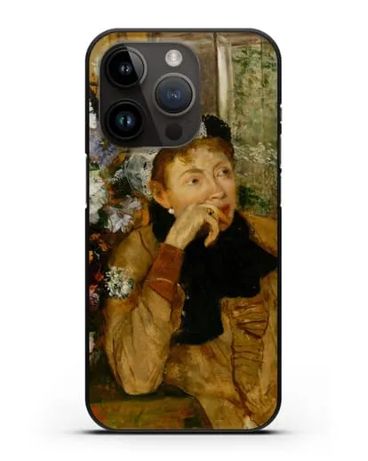 Чехол Женщина, сидящая рядом с вазой с цветами (Дега Эдгар) силиконовый для iPhone 14 Pro