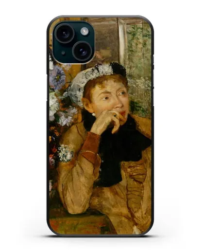Чехол Женщина, сидящая рядом с вазой с цветами (Дега Эдгар) силиконовый для iPhone 15 Plus
