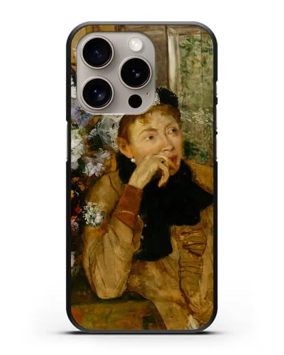 Чехол Женщина, сидящая рядом с вазой с цветами (Дега Эдгар) силиконовый для iPhone 15 Pro