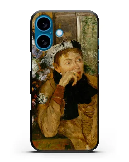 Чехол Женщина, сидящая рядом с вазой с цветами (Дега Эдгар) силиконовый для iPhone 16