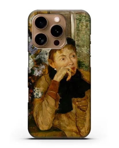 Чехол Женщина, сидящая рядом с вазой с цветами (Дега Эдгар) силиконовый для iPhone 16 Pro