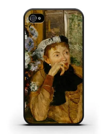 Чехол Женщина, сидящая рядом с вазой с цветами (Дега Эдгар) силиконовый для iPhone 4/4s