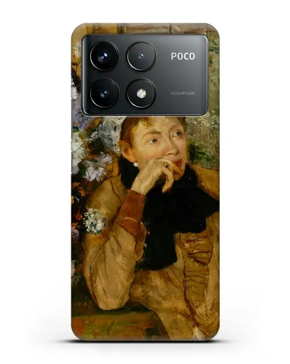 Чехол Женщина, сидящая рядом с вазой с цветами (Дега Эдгар) силиконовый для Xiaomi Poco F6 Pro