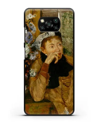 Чехол Женщина, сидящая рядом с вазой с цветами (Дега Эдгар) силиконовый для Xiaomi Poco X3 Pro