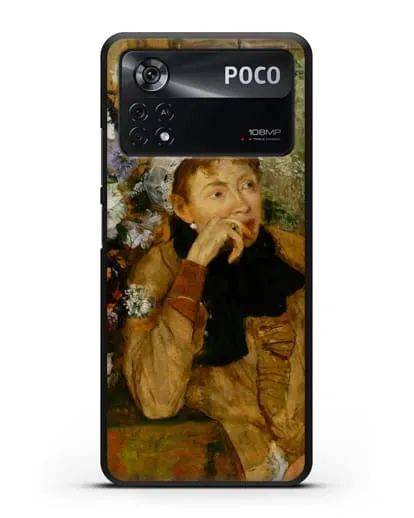 Чехол Женщина, сидящая рядом с вазой с цветами (Дега Эдгар) силиконовый для Xiaomi Poco X4 Pro