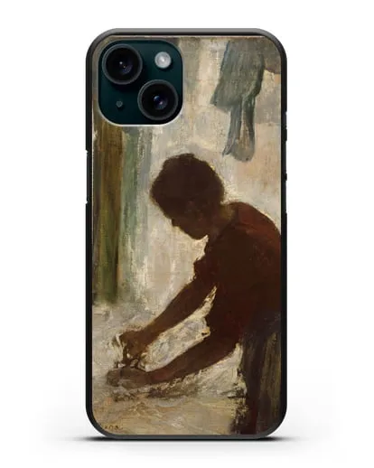 Чехол Женщина гладит (Дега Эдгар) силиконовый для iPhone 15