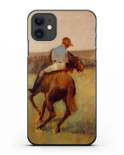 Чехол Жокей в синем на гнедом коне (Дега Эдгар) силиконовый для iPhone 11