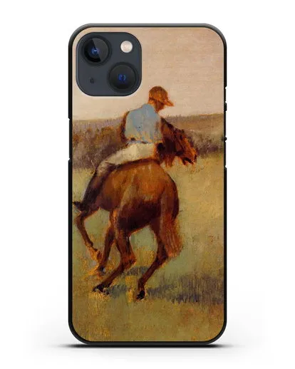 Чехол Жокей в синем на гнедом коне (Дега Эдгар) силиконовый для iPhone 13