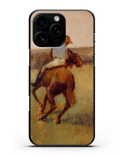 Чехол Жокей в синем на гнедом коне (Дега Эдгар) силиконовый для iPhone 16 Pro Max