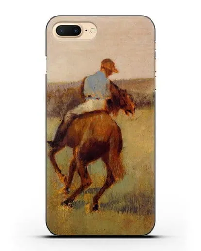 Чехол Жокей в синем на гнедом коне (Дега Эдгар) силиконовый для iPhone 7 Plus
