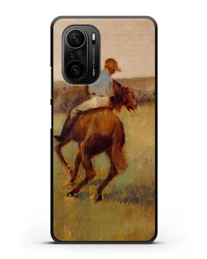 Чехол Жокей в синем на гнедом коне (Дега Эдгар) силиконовый для Xiaomi Poco F3 Pro