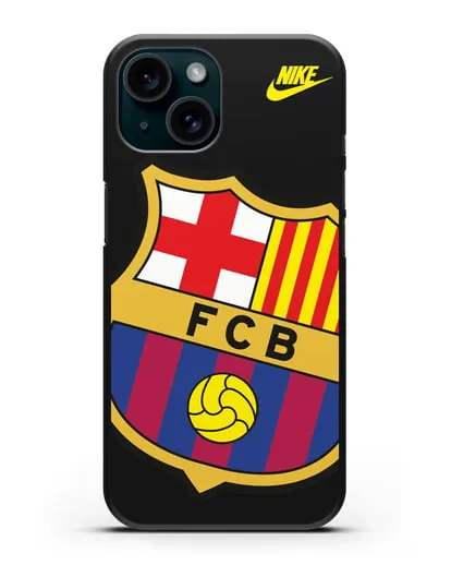 Чехол с эмблемой Барселона силиконовый для iPhone 15