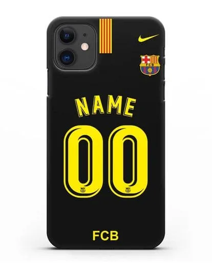 Именной чехол Барселона с фамилией и номером (сезон 2018-2019) черная форма силиконовый для iPhone 11