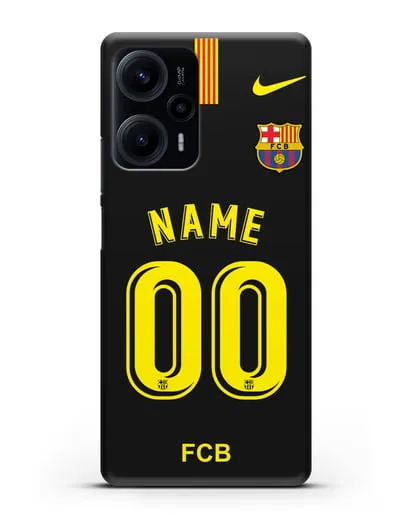 Именной чехол Барселона с фамилией и номером (сезон 2018-2019) черная форма силиконовый для Xiaomi Poco F5