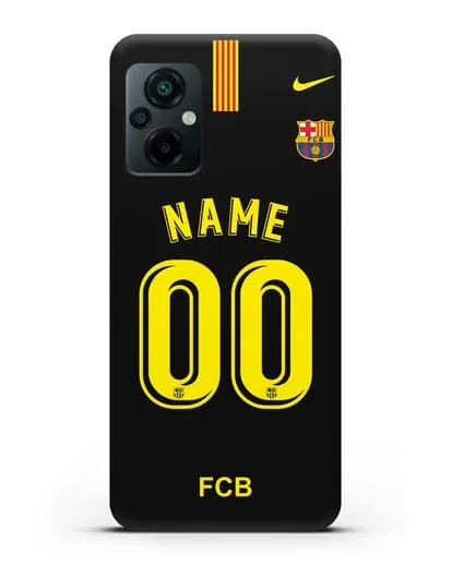 Именной чехол Барселона с фамилией и номером (сезон 2018-2019) черная форма силиконовый для Xiaomi Poco M5