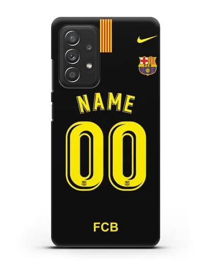 Именной чехол Барселона с фамилией и номером (сезон 2018-2019) черная форма силиконовый для Samsung Galaxy A53