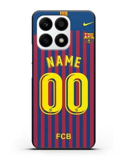 Именной чехол Барселона с фамилией и номером (сезон 2018-2019) сине-красная форма силиконовый для Honor X8a