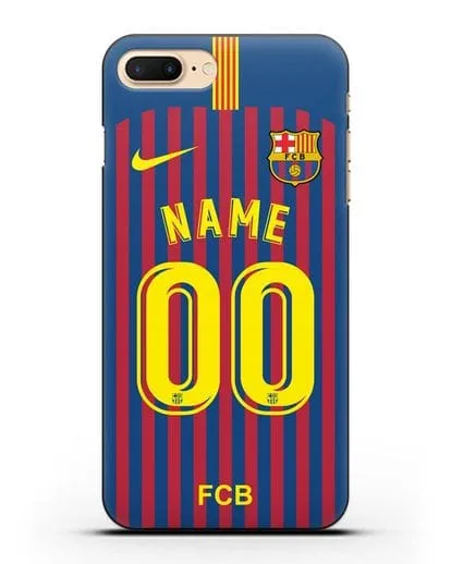 Именной чехол Барселона с фамилией и номером (сезон 2018-2019) сине-красная форма силиконовый для iPhone 7 Plus