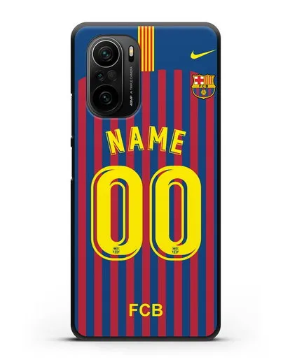 Именной чехол Барселона с фамилией и номером (сезон 2018-2019) сине-красная форма силиконовый для Xiaomi Poco F3