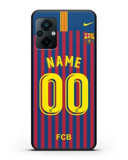 Именной чехол Барселона с фамилией и номером (сезон 2018-2019) сине-красная форма силиконовый для Xiaomi Poco M5