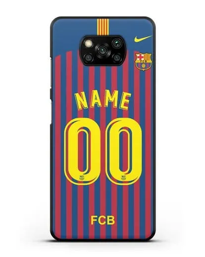 Именной чехол Барселона с фамилией и номером (сезон 2018-2019) сине-красная форма силиконовый для Xiaomi Poco X3