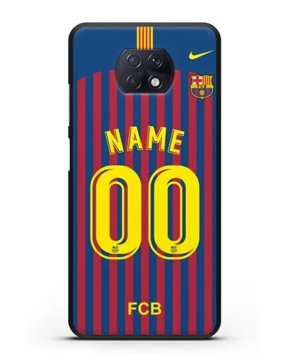 Именной чехол Барселона с фамилией и номером (сезон 2018-2019) сине-красная форма силиконовый для Xiaomi Redmi Note 9T