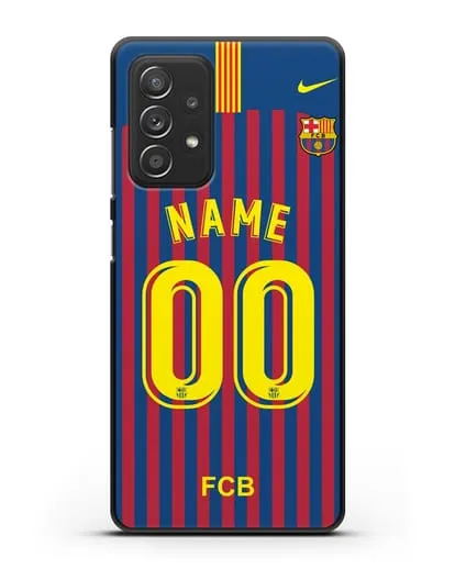 Именной чехол Барселона с фамилией и номером (сезон 2018-2019) сине-красная форма силиконовый для Samsung Galaxy A53