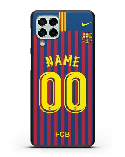 Именной чехол Барселона с фамилией и номером (сезон 2018-2019) сине-красная форма силиконовый для Samsung Galaxy M53 [SM-M536]