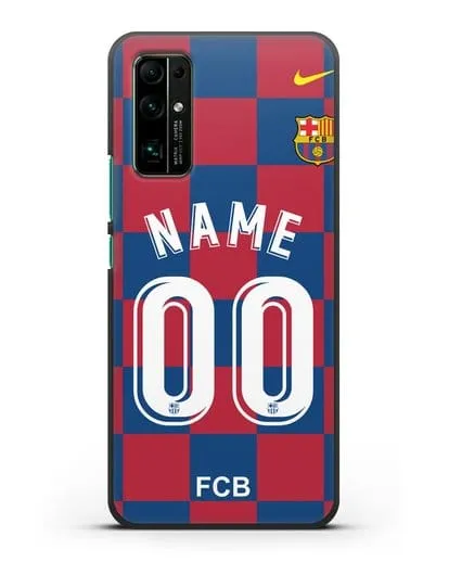 Именной чехол Барселона с фамилией и номером (сезон 2019-2020) красно-синяя форма силиконовый для Honor 30