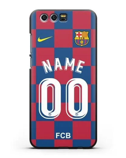 Именной чехол Барселона с фамилией и номером (сезон 2019-2020) красно-синяя форма силиконовый для Honor 9