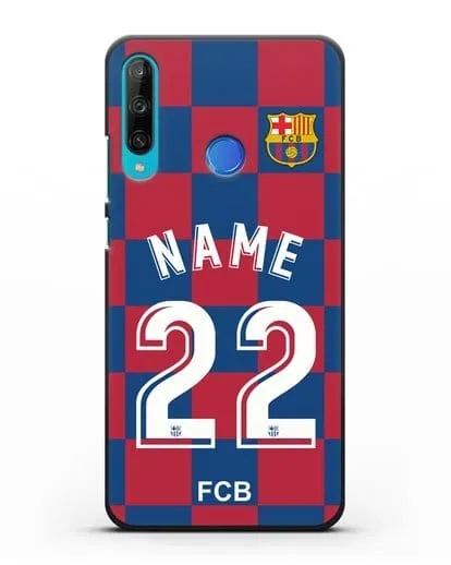 Именной чехол Барселона с фамилией и номером (сезон 2019-2020) красно-синяя форма силиконовый для Honor 9C
