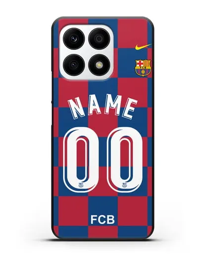 Именной чехол Барселона с фамилией и номером (сезон 2019-2020) красно-синяя форма силиконовый для Honor X8a