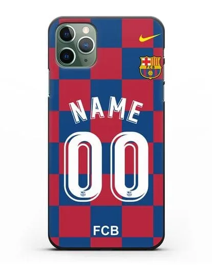 Именной чехол Барселона с фамилией и номером (сезон 2019-2020) красно-синяя форма силиконовый для iPhone 11 Pro Max