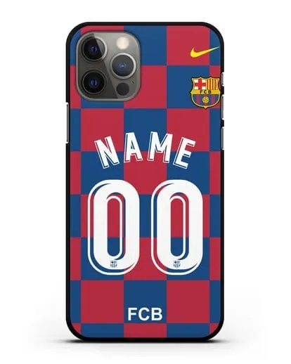 Именной чехол Барселона с фамилией и номером (сезон 2019-2020) красно-синяя форма силиконовый для iPhone 12 Pro