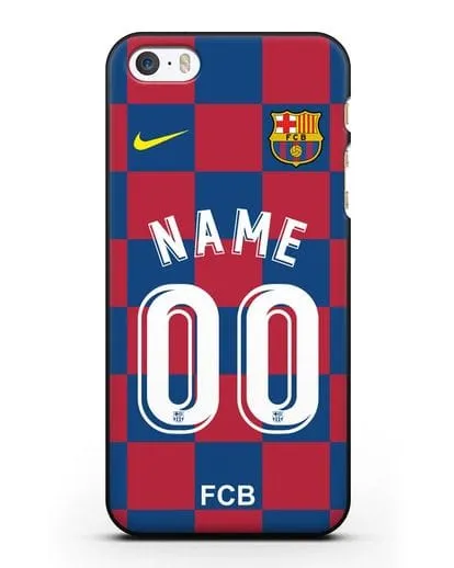 Именной чехол Барселона с фамилией и номером (сезон 2019-2020) красно-синяя форма силиконовый для iPhone 5/5s/SE