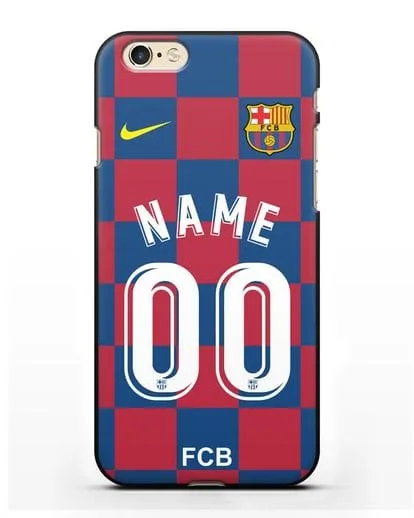 Именной чехол Барселона с фамилией и номером (сезон 2019-2020) красно-синяя форма силиконовый для iPhone 6
