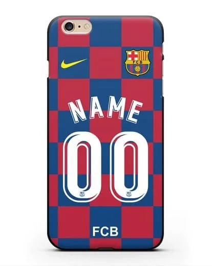 Именной чехол Барселона с фамилией и номером (сезон 2019-2020) красно-синяя форма силиконовый для iPhone 6s Plus