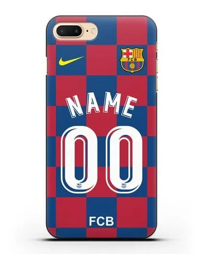 Именной чехол Барселона с фамилией и номером (сезон 2019-2020) красно-синяя форма силиконовый для iPhone 7 Plus