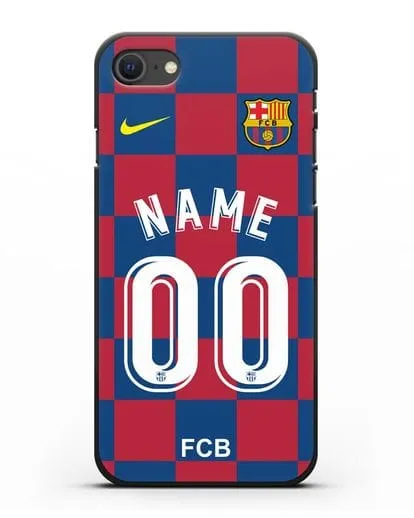 Именной чехол Барселона с фамилией и номером (сезон 2019-2020) красно-синяя форма силиконовый для iPhone SE 2020