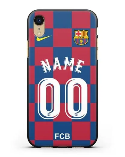 Именной чехол Барселона с фамилией и номером (сезон 2019-2020) красно-синяя форма силиконовый для iPhone XR