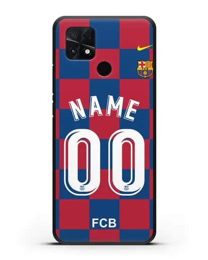 Именной чехол Барселона с фамилией и номером (сезон 2019-2020) красно-синяя форма силиконовый для Xiaomi Poco C40