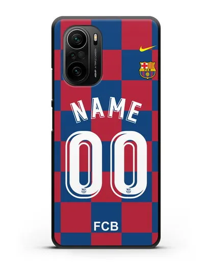 Именной чехол Барселона с фамилией и номером (сезон 2019-2020) красно-синяя форма силиконовый для Xiaomi Poco F3