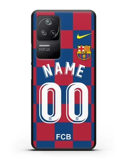 Именной чехол Барселона с фамилией и номером (сезон 2019-2020) красно-синяя форма силиконовый для Xiaomi Poco F4