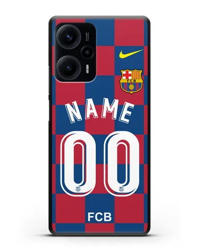 Именной чехол Барселона с фамилией и номером (сезон 2019-2020) красно-синяя форма силиконовый для Xiaomi Poco F5