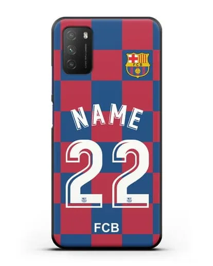 Именной чехол Барселона с фамилией и номером (сезон 2019-2020) красно-синяя форма силиконовый для Xiaomi Poco M3