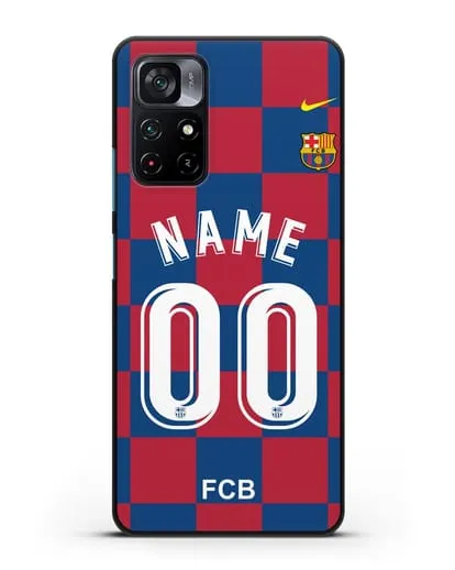 Именной чехол Барселона с фамилией и номером (сезон 2019-2020) красно-синяя форма силиконовый для Xiaomi Poco M4 Pro 5G